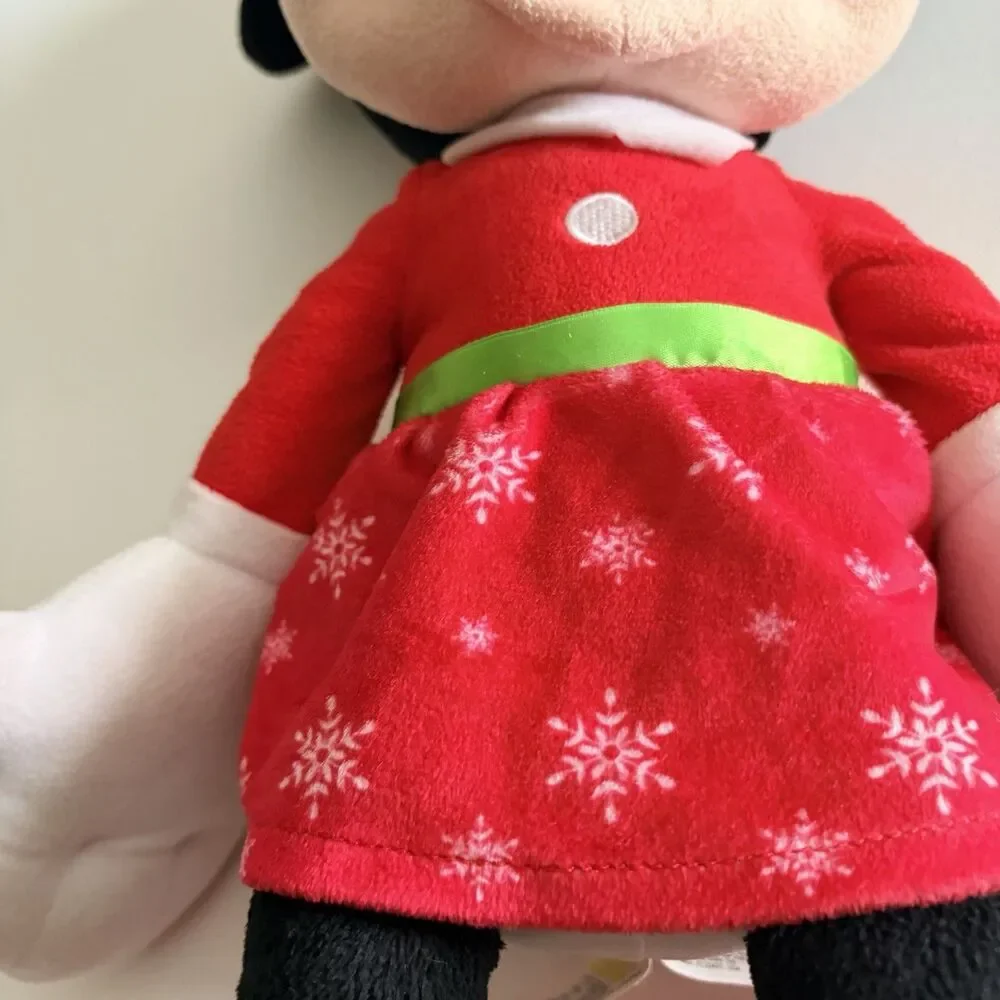 Disney Christmas 21” Minnie Mouse Red Snowflake Dress Red Bow Soft Plush LARGE